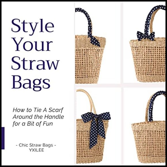 Straw Tote Bag Foldable Woven Boho Beach Summer Travel Hobo Shoulder Bag - Picture 4 of 7